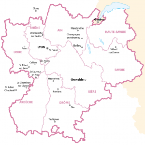 Carte Rhône-Alpes des interventions de Savoir en Actes